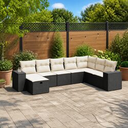 Garden Sofa Set 8 Piece Outdoor Furniture Patio Seating Black Poly Rattan
