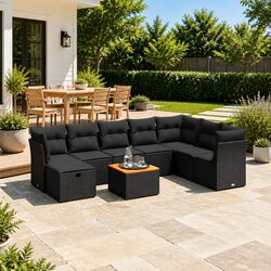 Compact and Stylish 9 Piece Garden Sofa Set for Outdoors
