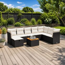 Concise 9 Piece Modular Sofa Set for Outdoor Enjoyment