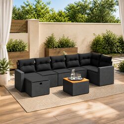 8 Piece Garden Sofa Set Outdoor Patio Furniture Black Poly Rattan Modular Lounge