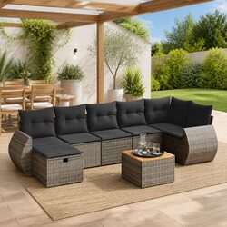 Compact Grey 8-Piece Garden Sofa Set for Outdoor Use