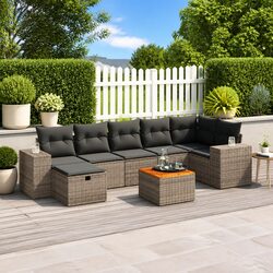 8 Piece Grey Garden Sofa Set for Outdoor Comfort