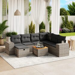 Compact and Elegant 8-Piece Grey Sofa Set for Gardens