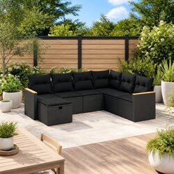 Compact 7 Piece Black Sofa Set for Gardens