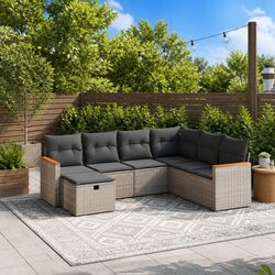 Concise 7 Piece Outdoor Garden Sofa Set in Grey