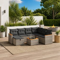 8-Piece Grey Garden Sofa Set