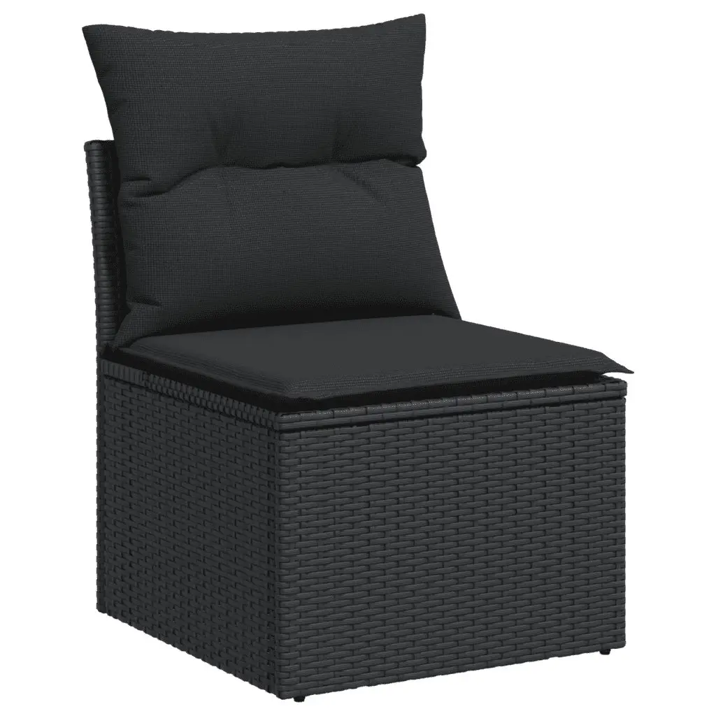 4 Piece Garden Sofa Set Outdoor Patio Furniture with Cushions Black Rattan