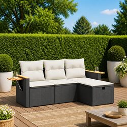 4 Piece Black Patio Sofa Set for Outdoor Enjoyment