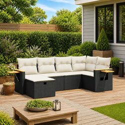 Concise Design: 6-Piece Garden Sofa Set in Black