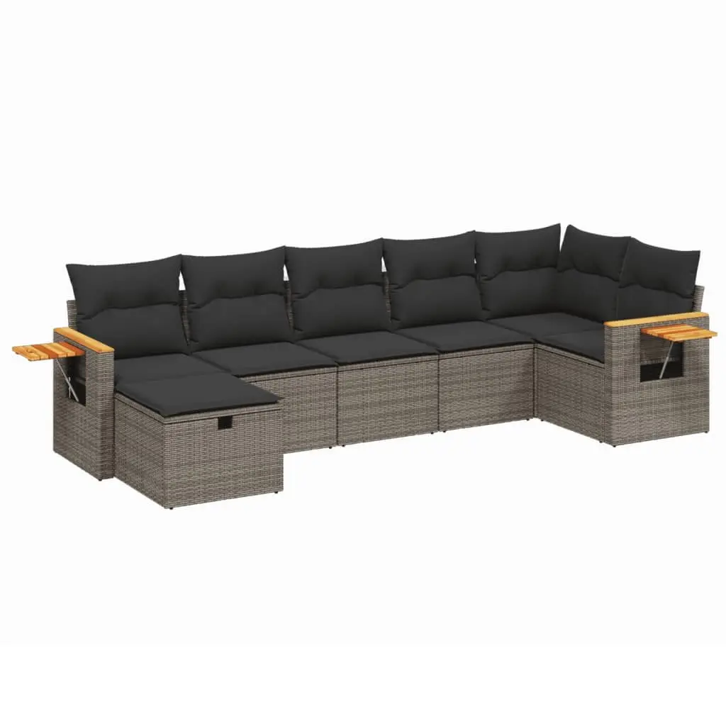 7 Piece Garden Sofa Set with Cushions Grey Outdoor Patio Furniture Modular