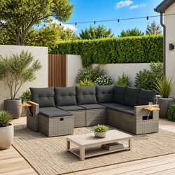 Compact 7 Piece Outdoor Sofa Set for Easy Setup