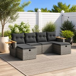 Concise Modular Outdoor Sofa Set with Grey Cushions
