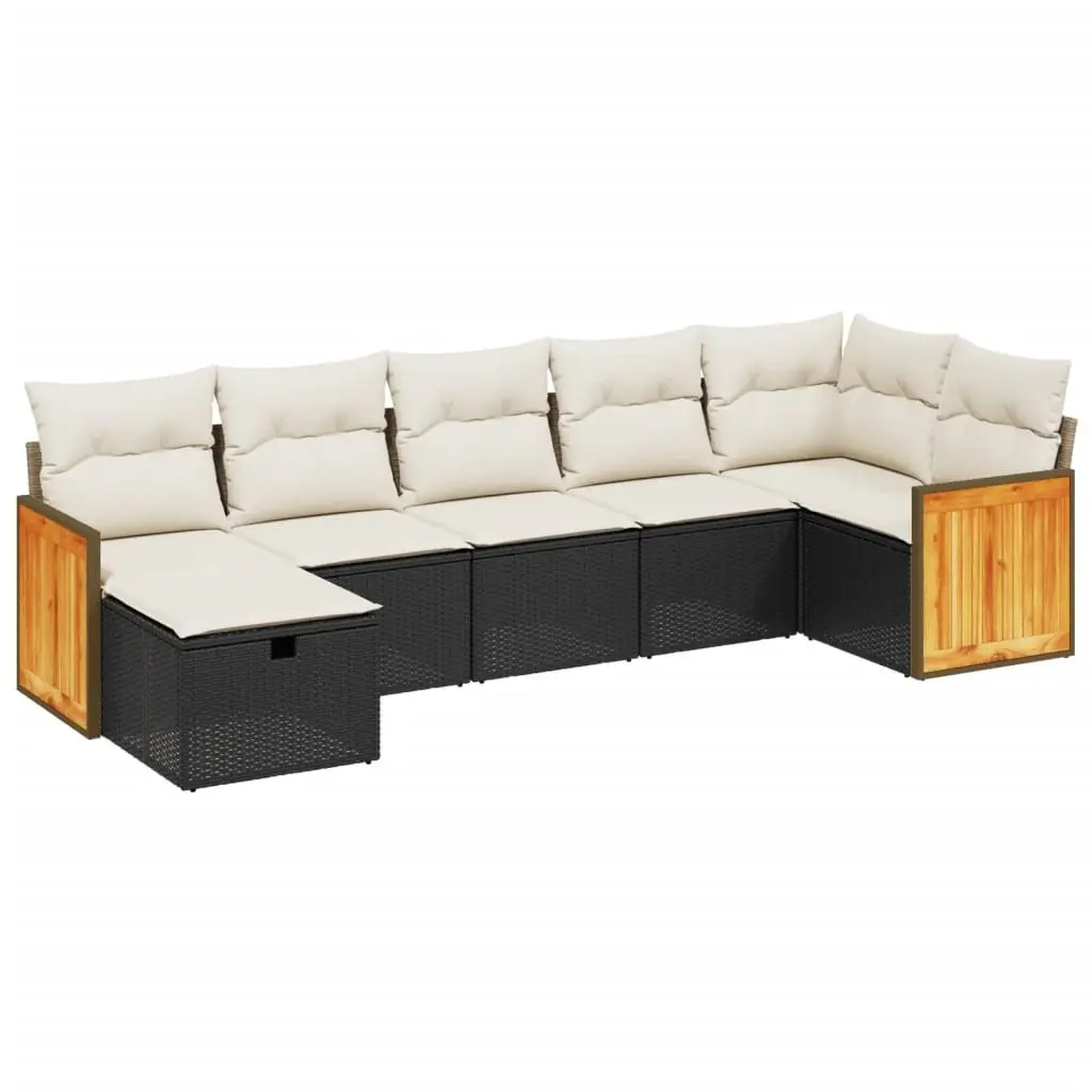 7 Piece Garden Sofa Set with Cushions Black Outdoor Furniture Patio Seating