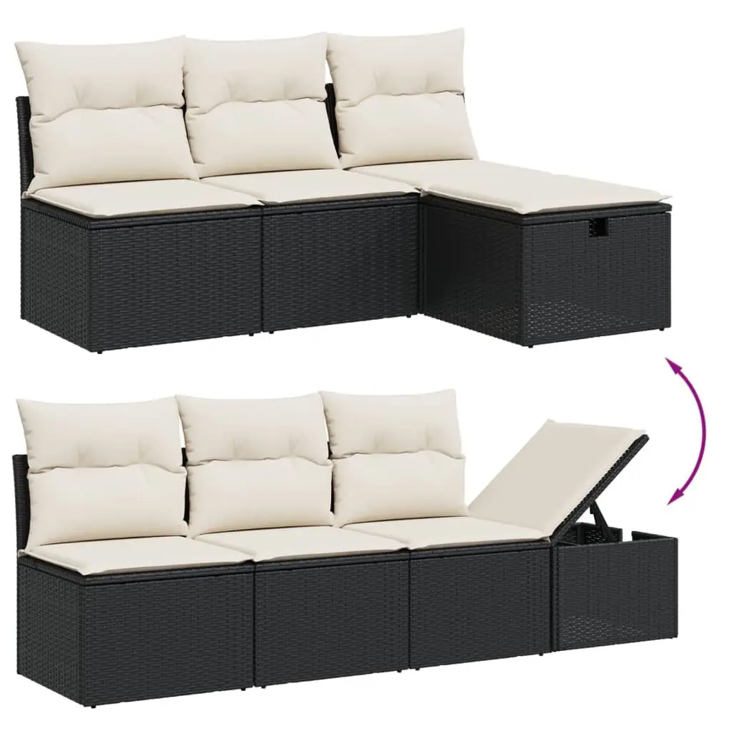 7 Piece Garden Sofa Set with Cushions Black Outdoor Furniture Patio Seating