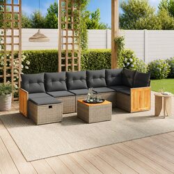 8 Piece Garden Sofa Set Grey Poly Rattan Outdoor Furniture Patio Seating