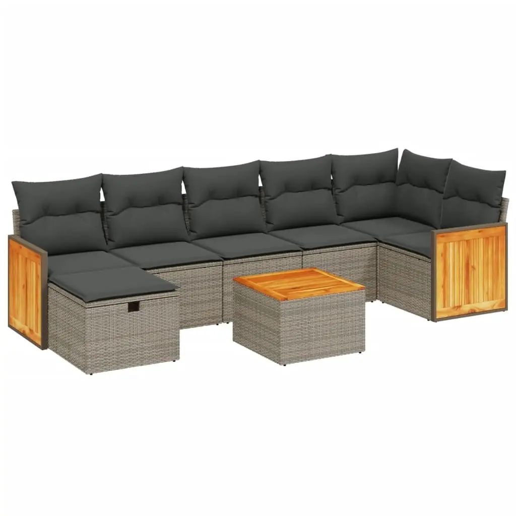 8 Piece Garden Sofa Set Grey Poly Rattan Outdoor Furniture Patio Seating