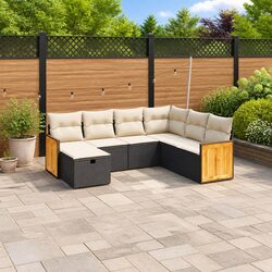 Compact Modular 7 Piece Garden Sofa Set in Black