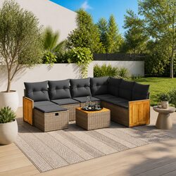 8 Piece Grey Sofa Set for Outdoors