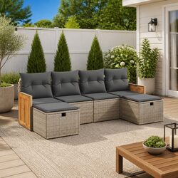Grey 6-Piece Garden Sofa Set: Modern and Modular