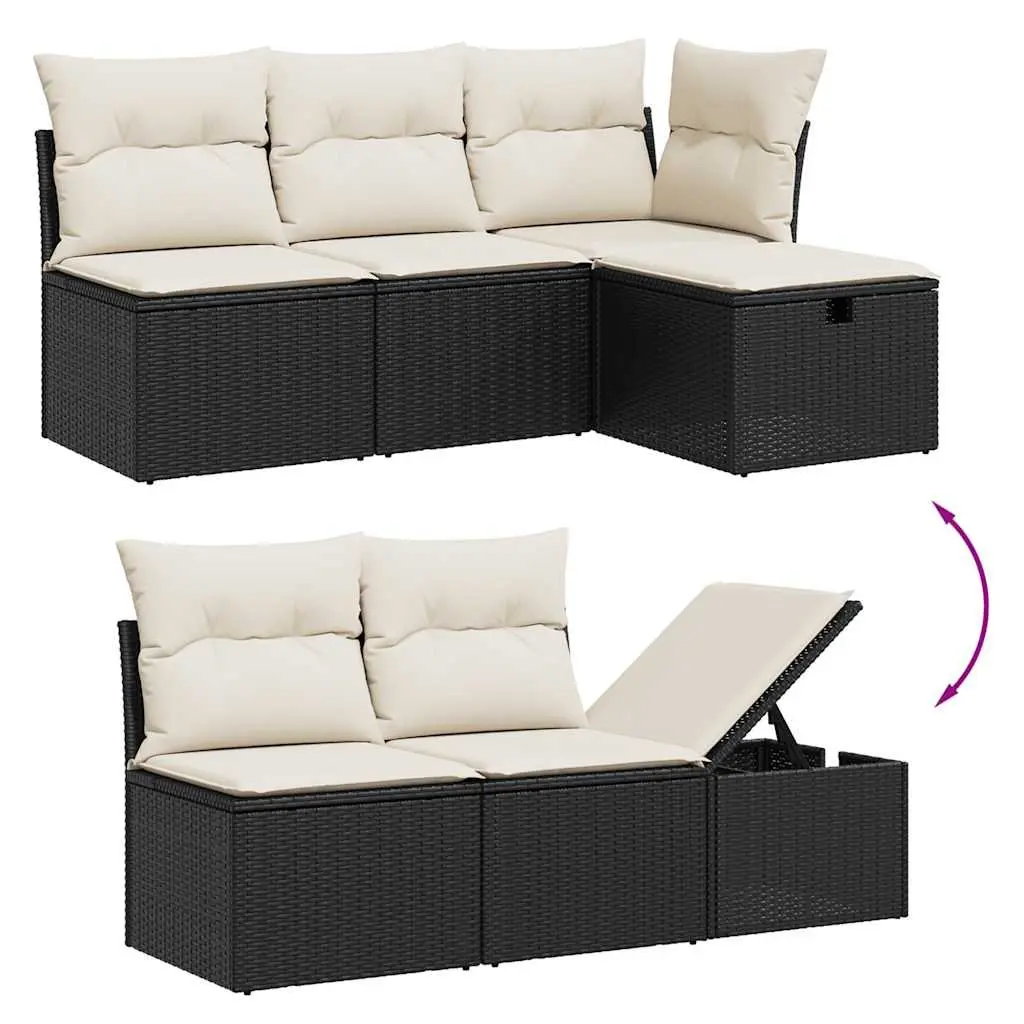 Garden Sofa Set 10 Piece Outdoor Furniture Black Poly Rattan Patio Seating with