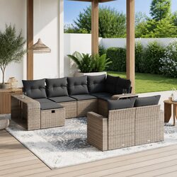 Garden Sofa Set 10 Piece Outdoor Furniture Grey Poly Rattan Modular Patio