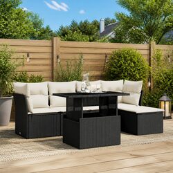 Concise and Elegant 6 Piece Black Sofa Set for Outdoors