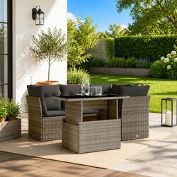 Garden Sofa Set 5 Piece Outdoor Furniture Patio Grey Poly Rattan Modular