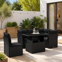 6 Piece Black Garden Sofa Set