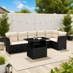 7 Piece Garden Sofa Set - Adjustable Table for Outdoor Fun