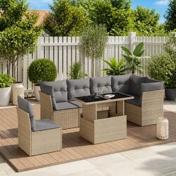 7 Piece Outdoor Sofa Set in Beige