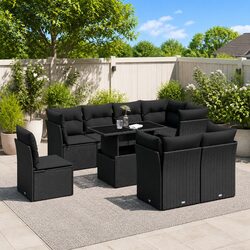 9 Piece Garden Sofa Set with Cushions – Effortless Style