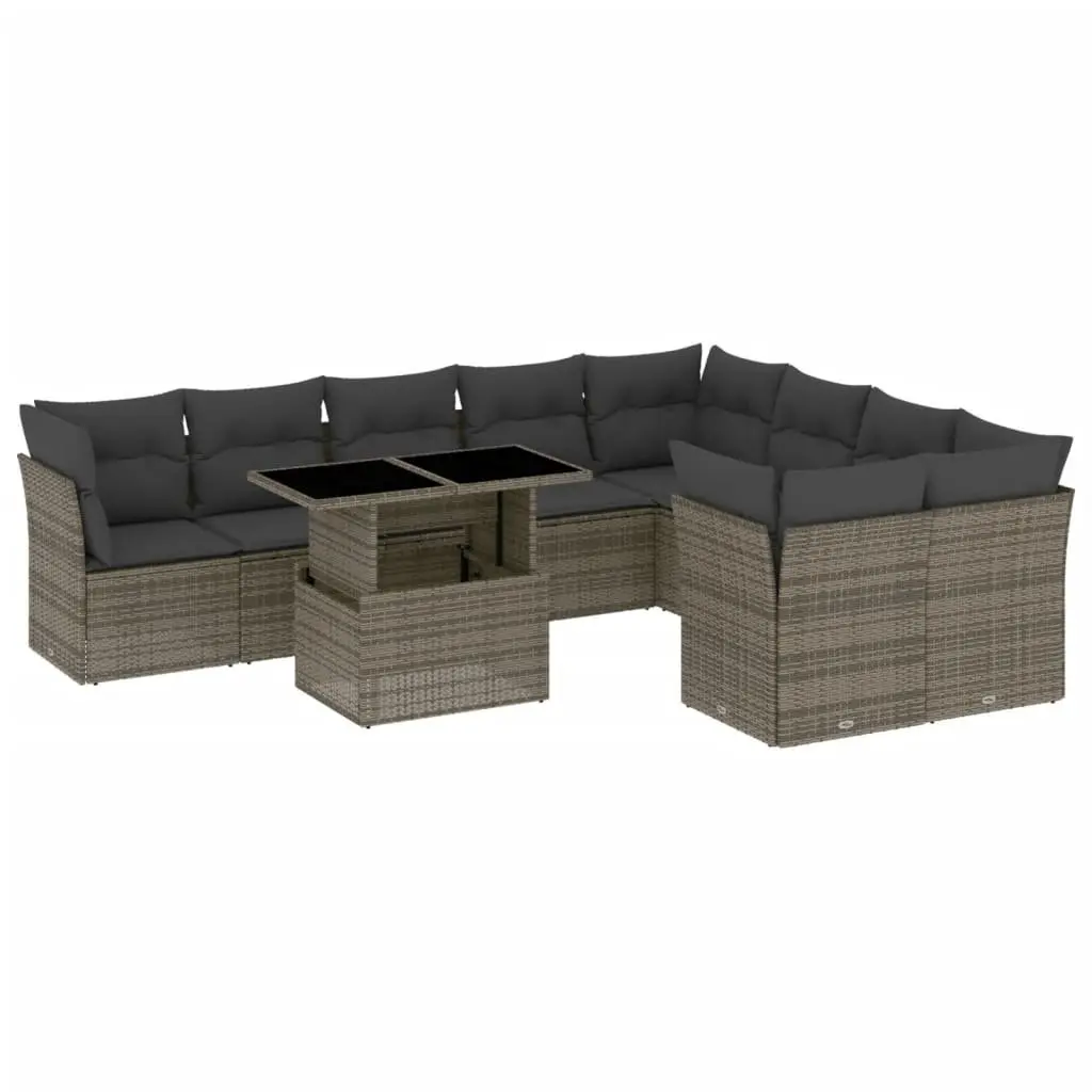 Garden Sofa Set 10 Piece Outdoor Furniture Patio Sectional Grey Cushions Modular