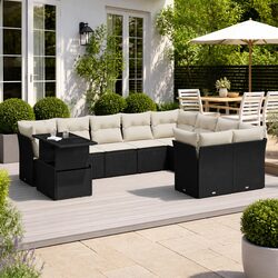 10 Piece Garden Sofa Set with Adjustable Table