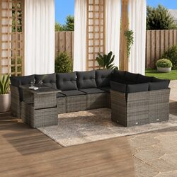 10-Piece Grey Garden Sofa Set