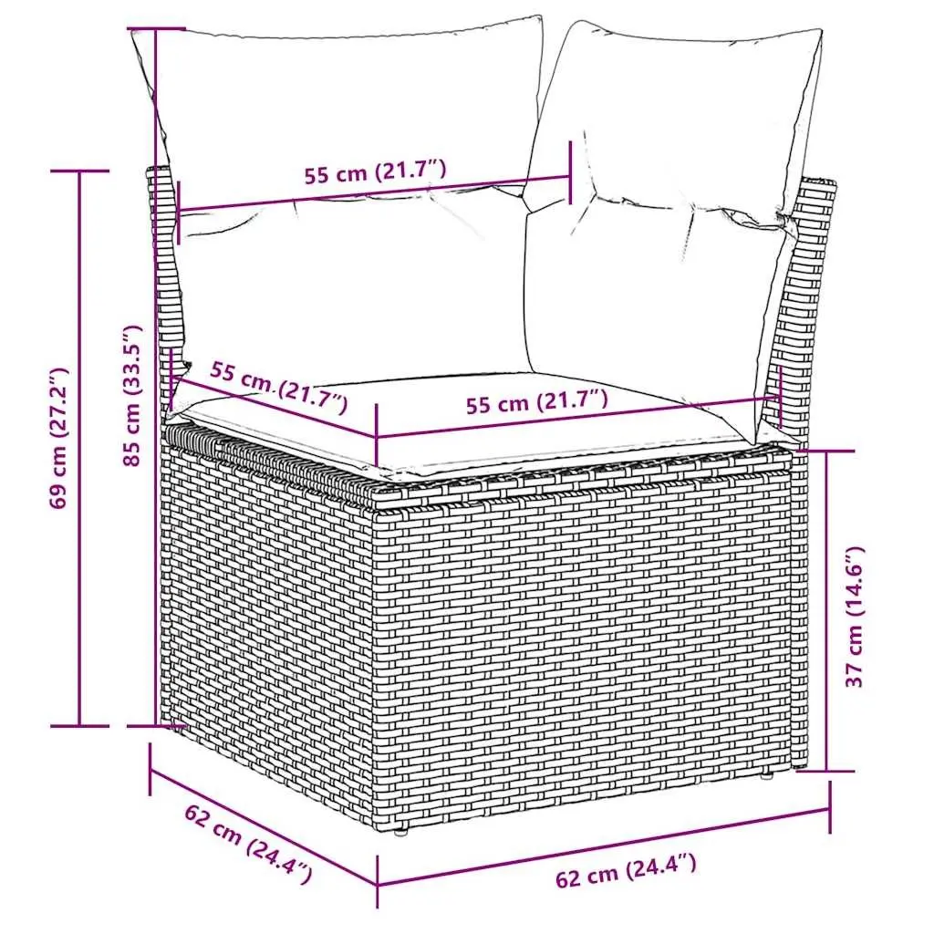 11 Piece Outdoor Garden Sofa Set Black PE Rattan Patio Furniture with Adjustable Tabletop and Cushions
