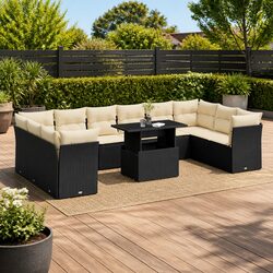 Compact 11 Piece Black Modular Garden Sofa Set