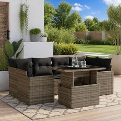 Compact 7 Piece Grey Garden Sofa Set - Ideal for Outdoors