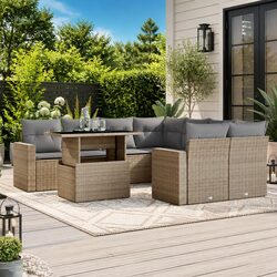 9-Piece Beige Garden Sofa Set