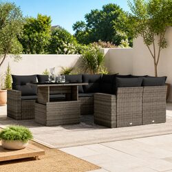 Compact and Stylish 9 Piece Grey Rattan Sofa Set