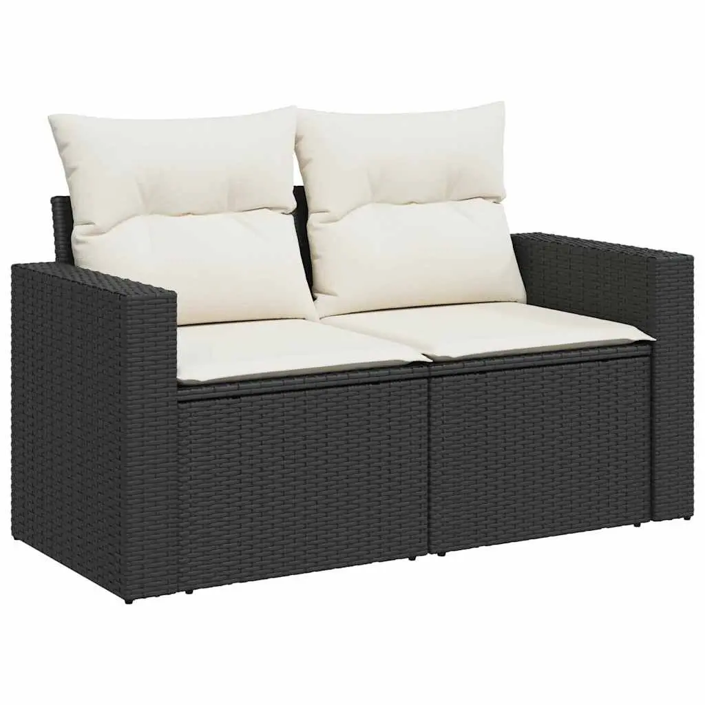 6-Piece Modular Garden Sofa Set in Black with Cushions