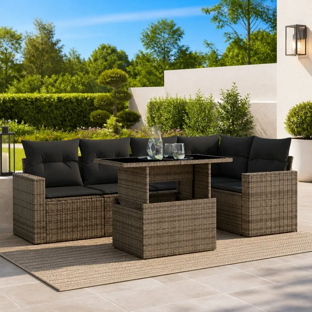 6 Piece Modular Garden Sofa Set with Cushions