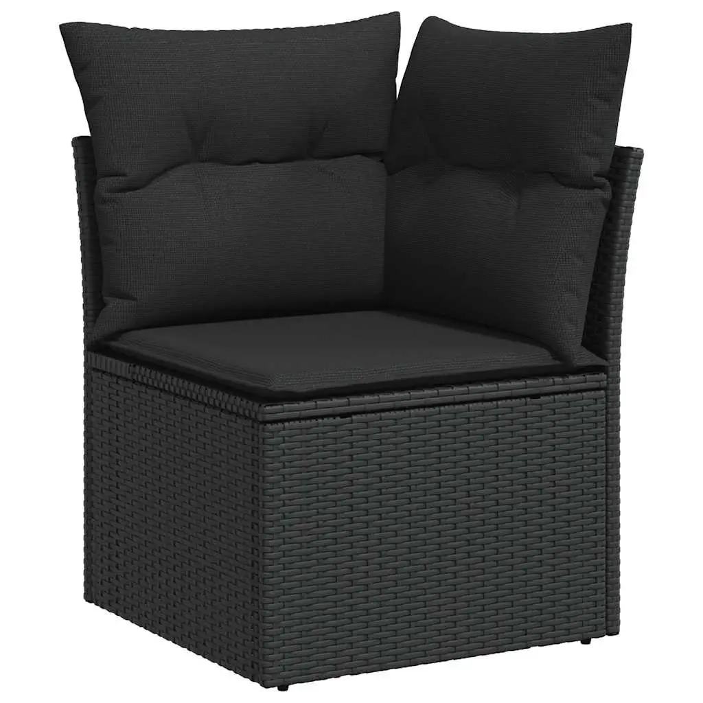 Garden Sofa Set 6 Piece Outdoor Furniture Patio Black Poly Rattan with Cushions
