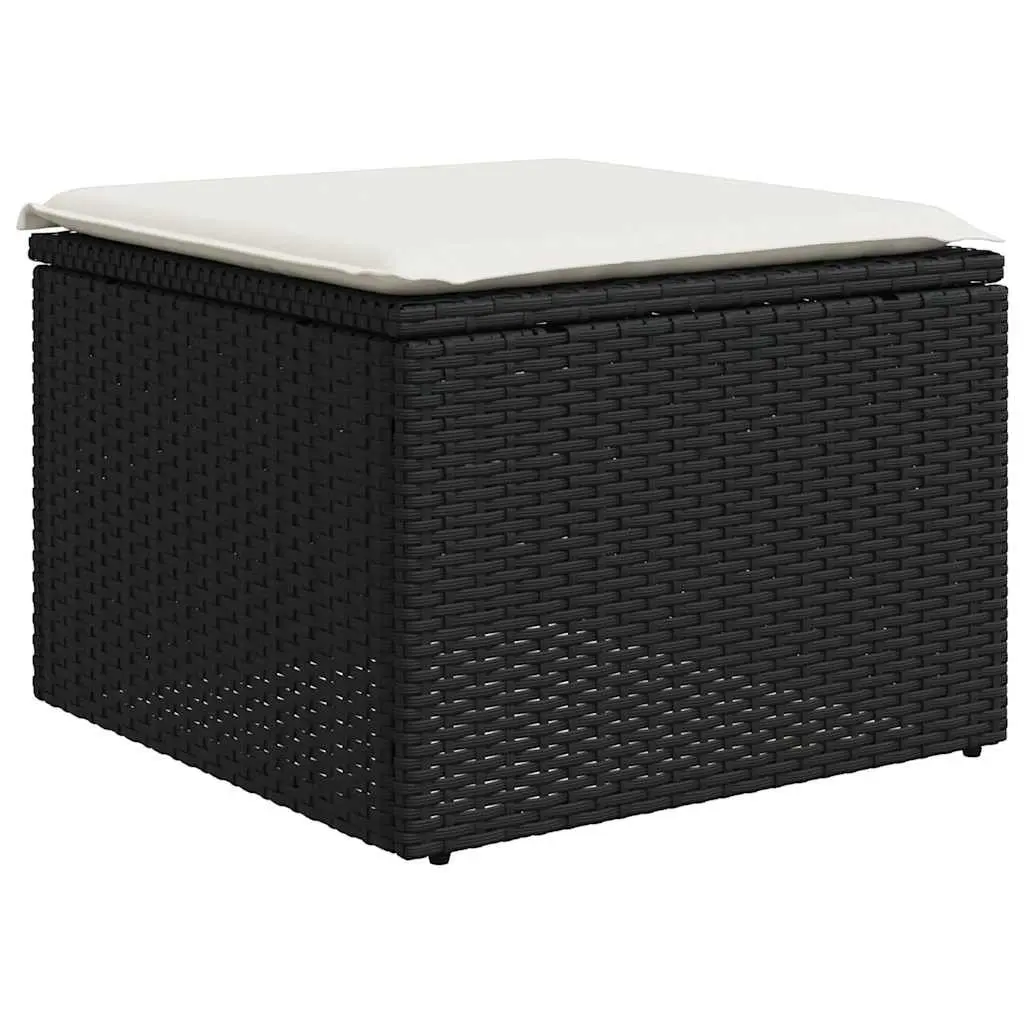 8 Piece Garden Sofa Set Black PE Rattan with Cushions Adjustable Table