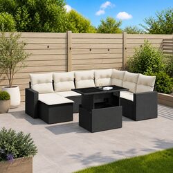 Compact 8-Piece Black Sofa Set: Modular and Adjustable