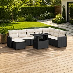 9-Piece Outdoor Sofa Set with Adjustable Tabletop