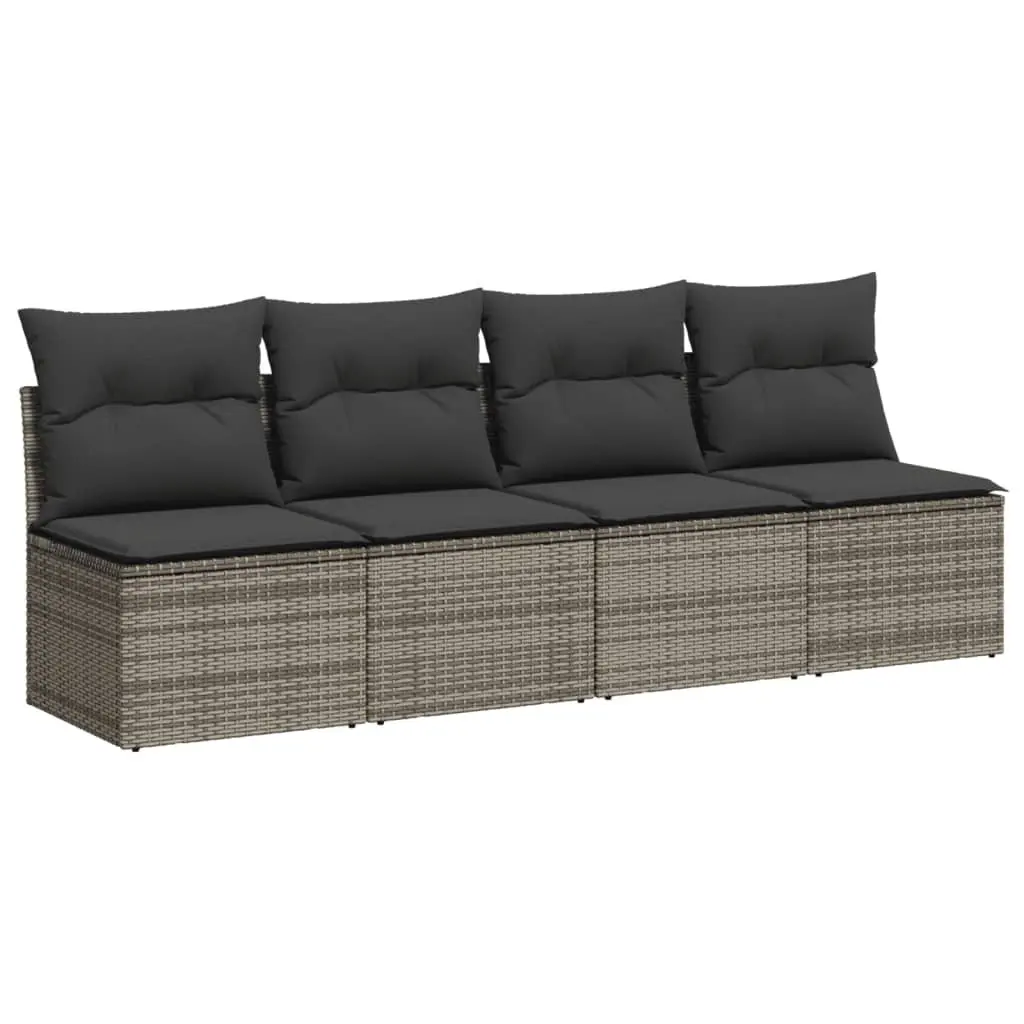 Garden Sofa Set 10 Piece Outdoor Furniture Modular Grey Poly Rattan Patio