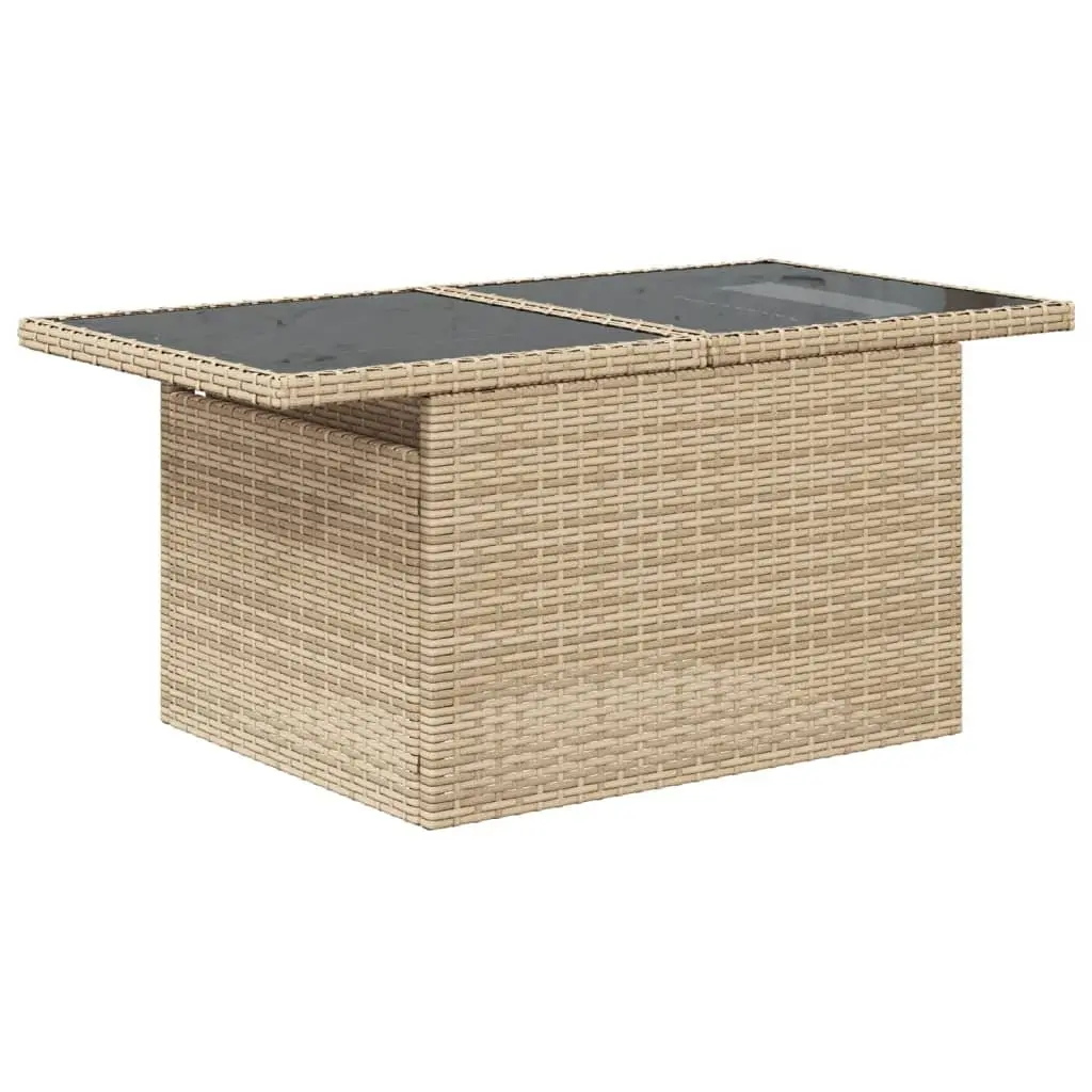 Garden Sofa Set 10 Piece Outdoor Furniture Beige Poly Rattan Adjustable Table