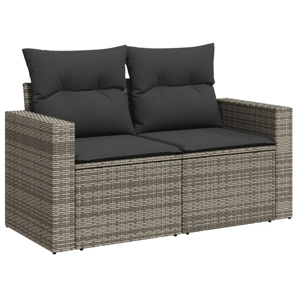 Garden Sofa Set 10 Piece Outdoor Furniture with Cushions Grey Poly Rattan