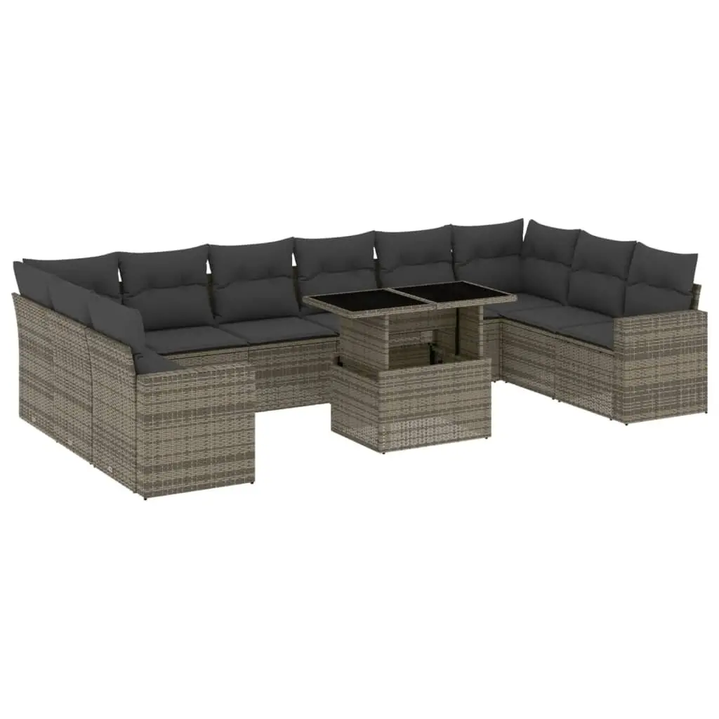 Garden Sofa Set Grey 11 Piece Modular Outdoor Furniture with Adjustable Table
