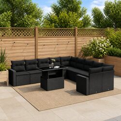 Concise 11 Piece Garden Sofa Set with Adjustable Table